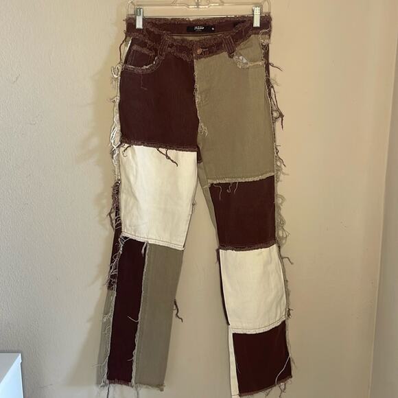 ASOS Jaded London boyfriend jeans in brown patchwork denim Women Size 26 - Picture 3 of 11